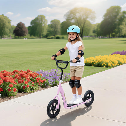 Teen Push Stunt Scooter with 12" EVA Tyres for Kids and Children - Pink