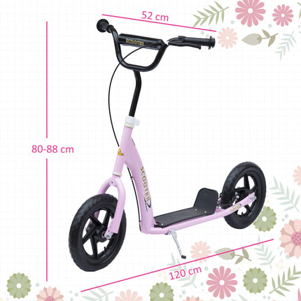 Teen Push Stunt Scooter with 12" EVA Tyres for Kids and Children - Pink