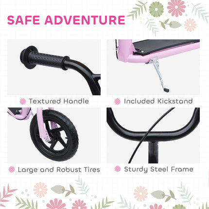 Teen Push Stunt Scooter with 12" EVA Tyres for Kids and Children - Pink