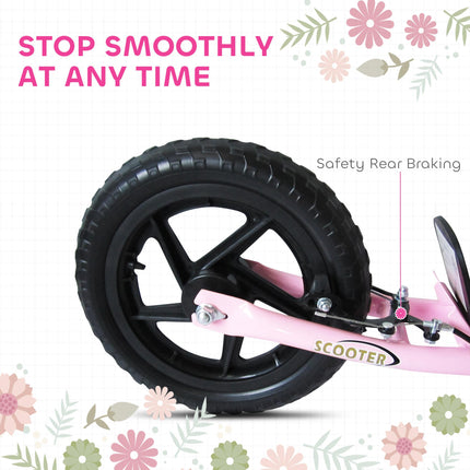 Teen Push Stunt Scooter with 12" EVA Tyres for Kids and Children - Pink