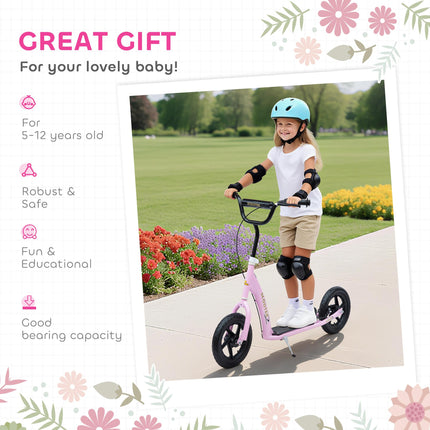 Teen Push Stunt Scooter with 12" EVA Tyres for Kids and Children - Pink