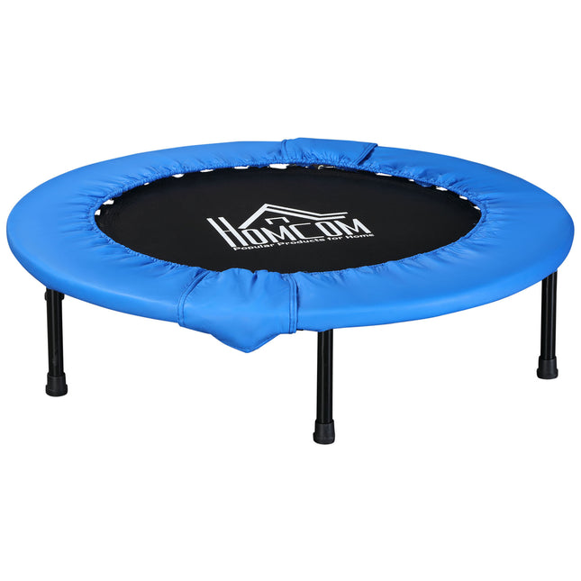 Soozier 100cm Foldable Mini Fitness Trampoline with Safety Pad - Blue and Black