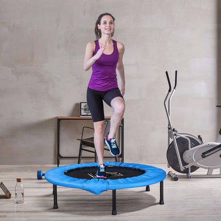 Soozier 100cm Foldable Mini Fitness Trampoline with Safety Pad - Blue and Black
