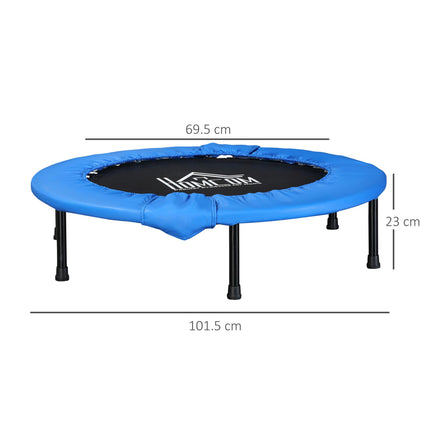 Soozier 100cm Foldable Mini Fitness Trampoline with Safety Pad - Blue and Black