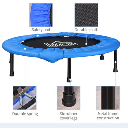 Soozier 100cm Foldable Mini Fitness Trampoline with Safety Pad - Blue and Black