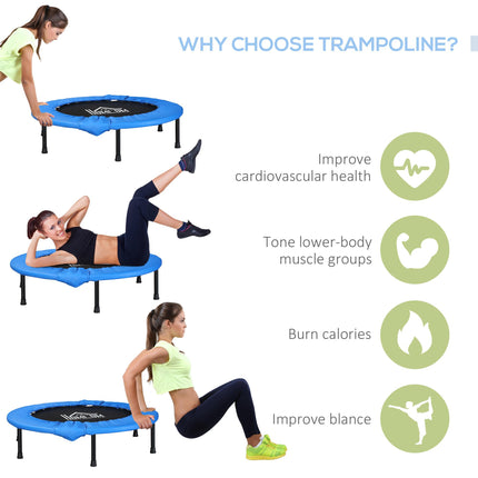 Soozier 100cm Foldable Mini Fitness Trampoline with Safety Pad - Blue and Black