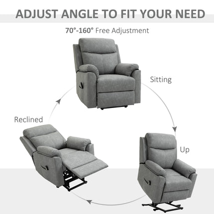 Power Lift Recliner Chair with Remote Control and Footrest - Grey Faux Leather
