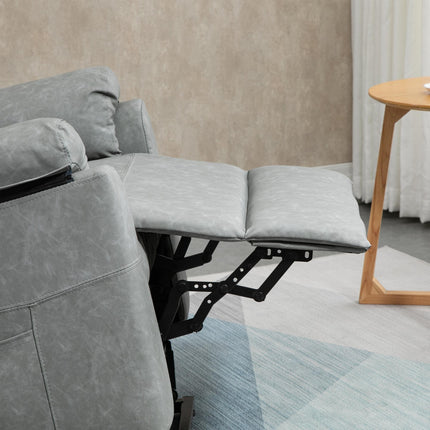 Power Lift Recliner Chair with Remote Control and Footrest - Grey Faux Leather