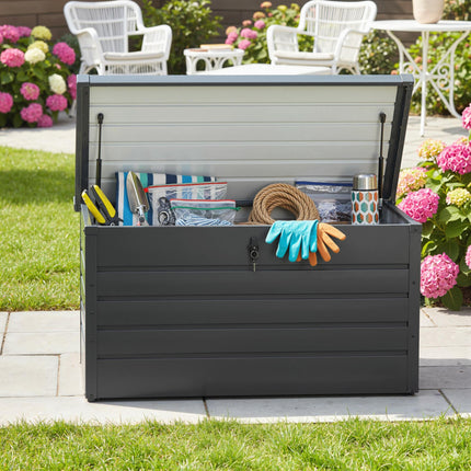 311L Galvanised Steel Garden Storage Box - Dark Grey