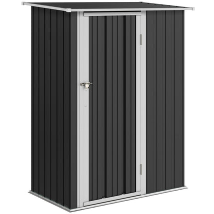 Garden Storage Shed with Lockable Tall Door and Sloped Roof - Grey Steel Frame
