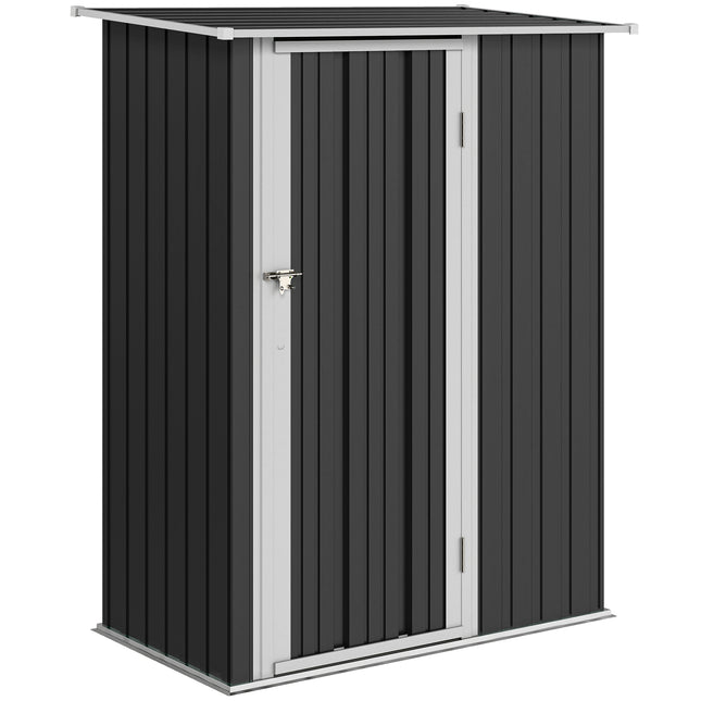 Garden Storage Shed with Lockable Tall Door and Sloped Roof - Grey Steel Frame