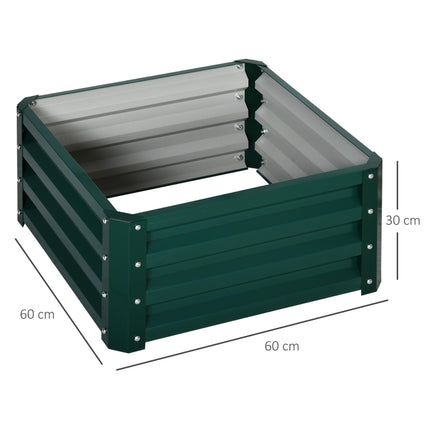 Set of 2 Raised Garden Beds with Galvanised Steel Frame - Green