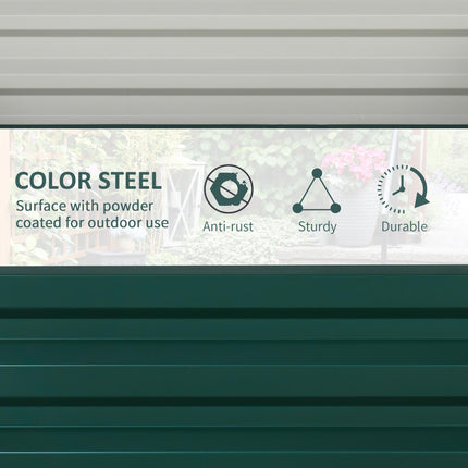 Set of 2 Raised Garden Beds with Galvanised Steel Frame - Green