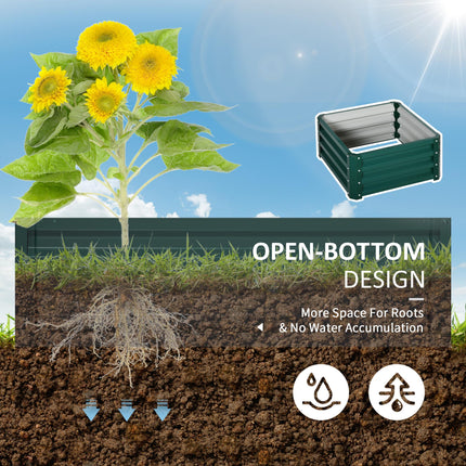 Set of 2 Raised Garden Beds with Galvanised Steel Frame - Green