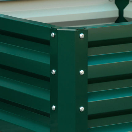 Set of 2 Raised Garden Beds with Galvanised Steel Frame - Green