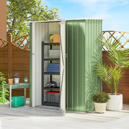 Outdoor Garden Storage Shed with Lockable Door and Steel Frame - Light Green