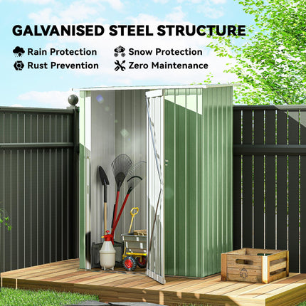 Outdoor Garden Storage Shed with Lockable Door and Steel Frame - Light Green