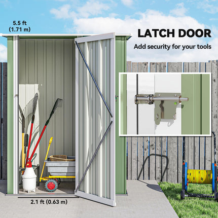 Outdoor Garden Storage Shed with Lockable Door and Steel Frame - Light Green