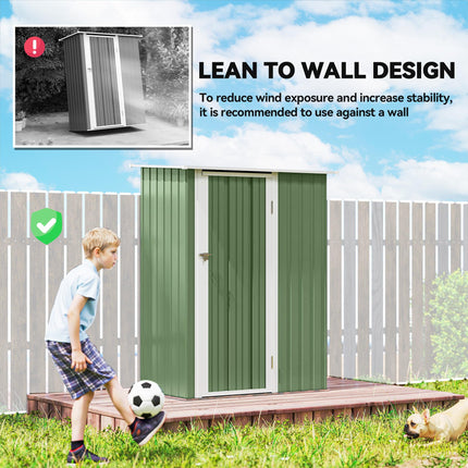 Outdoor Garden Storage Shed with Lockable Door and Steel Frame - Light Green