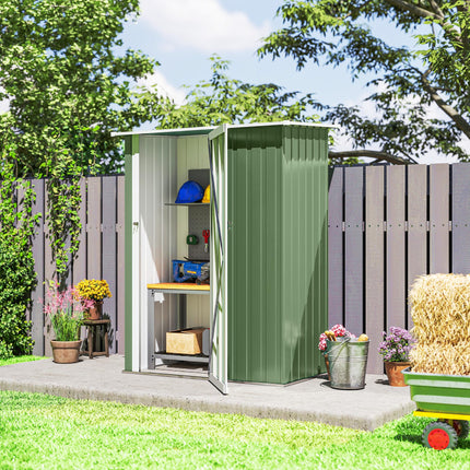 Outdoor Garden Storage Shed with Lockable Door and Steel Frame - Light Green
