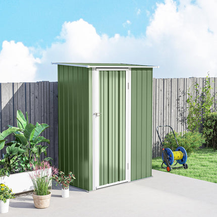Outdoor Garden Storage Shed with Lockable Door and Steel Frame - Light Green