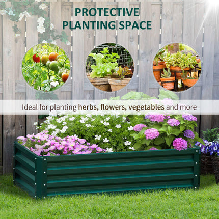 Galvanized Steel Raised Garden Bed 120x60cm for Vegetables - Green