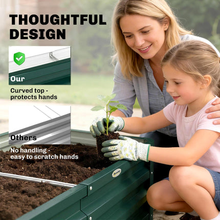 Galvanized Steel Raised Garden Bed 120x60cm for Vegetables - Green