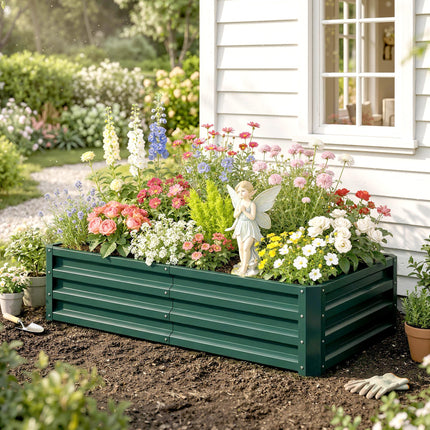 Galvanized Steel Raised Garden Bed 120x60cm for Vegetables - Green