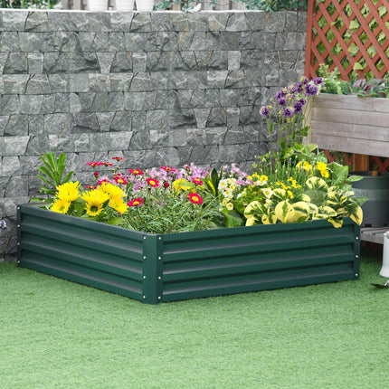 Square Raised Garden Bed 120x120cm with Weatherproof Steel Frame - Green