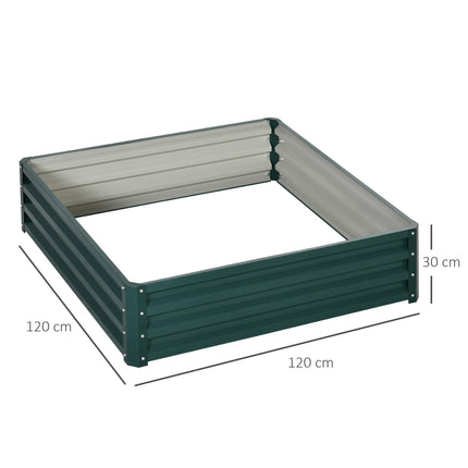 Square Raised Garden Bed 120x120cm with Weatherproof Steel Frame - Green
