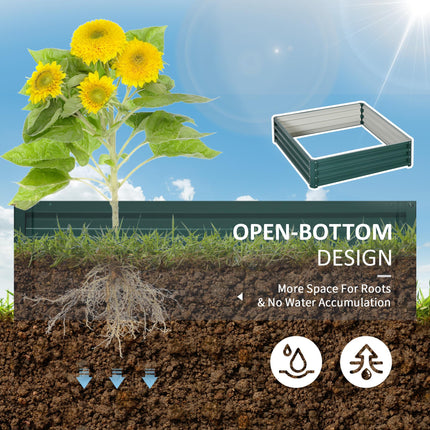 Square Raised Garden Bed 120x120cm with Weatherproof Steel Frame - Green