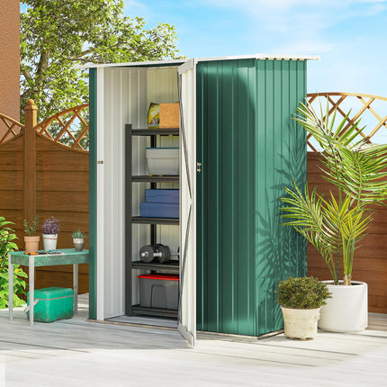 4.7ft Steel Garden Storage Shed with Weather-Resistant Paint - Green
