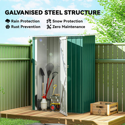 4.7ft Steel Garden Storage Shed with Weather-Resistant Paint - Green
