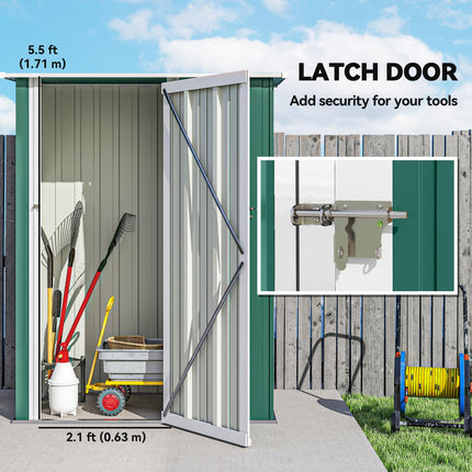 4.7ft Steel Garden Storage Shed with Weather-Resistant Paint - Green