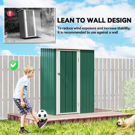 4.7ft Steel Garden Storage Shed with Weather-Resistant Paint - Green