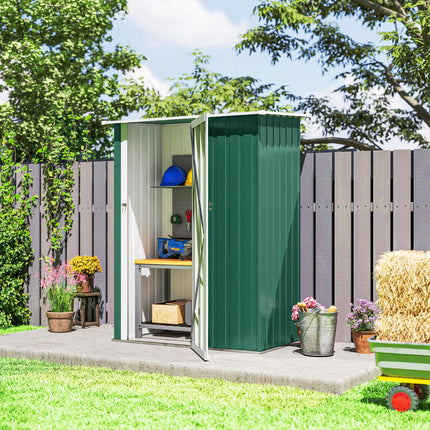 4.7ft Steel Garden Storage Shed with Weather-Resistant Paint - Green
