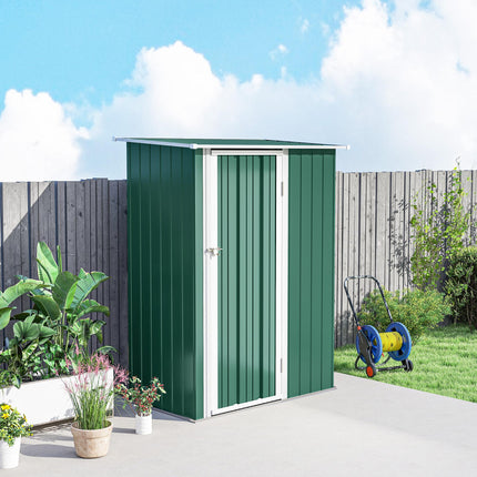 4.7ft Steel Garden Storage Shed with Weather-Resistant Paint - Green