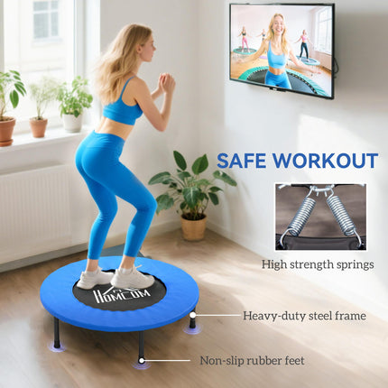 32" Mini Fitness Trampoline with Safety Pad for Home Gym Yoga Exercise Rebounder - Blue and Black