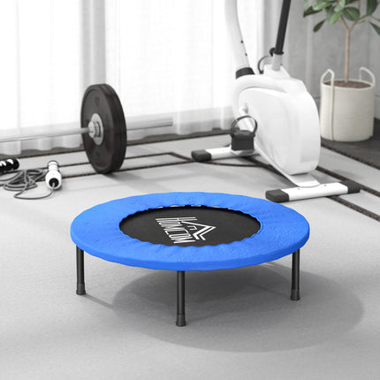 32" Mini Fitness Trampoline with Safety Pad for Home Gym Yoga Exercise Rebounder - Blue and Black