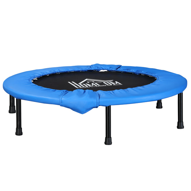 Soozier 96cm Foldable Mini Fitness Trampoline with Safety Pad for Home Gym Yoga Exercise - Blue and Black