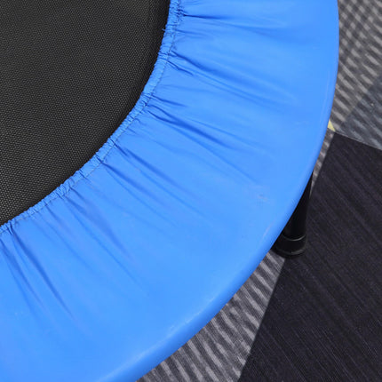 Soozier 96cm Foldable Mini Fitness Trampoline with Safety Pad for Home Gym Yoga Exercise - Blue and Black