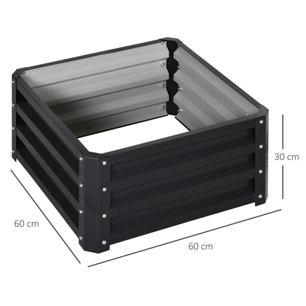 Set of 2 Raised Garden Beds Galvanised Steel Planters - Grey