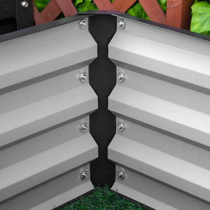 Set of 2 Raised Garden Beds Galvanised Steel Planters - Grey