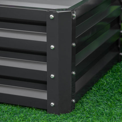 Set of 2 Raised Garden Beds Galvanised Steel Planters - Grey