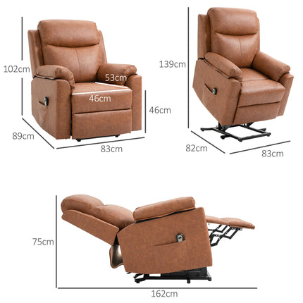 Power Lift Riser Recliner Chair with Remote Control - Brown Faux Leather