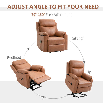 Power Lift Riser Recliner Chair with Remote Control - Brown Faux Leather