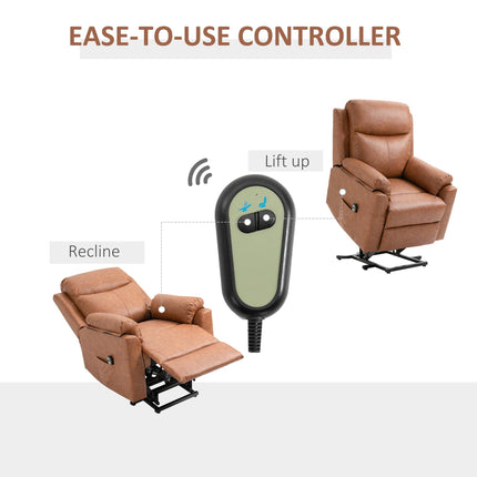 Power Lift Riser Recliner Chair with Remote Control - Brown Faux Leather