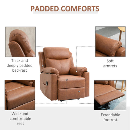 Power Lift Riser Recliner Chair with Remote Control - Brown Faux Leather
