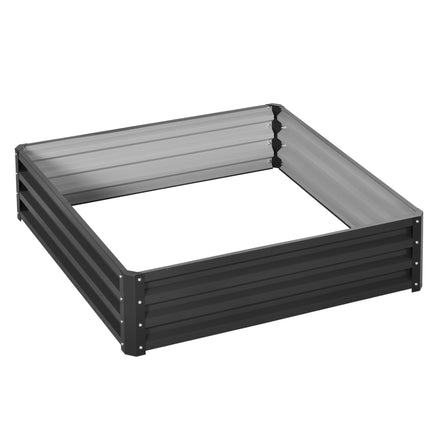 1 Piece Raised Garden Bed Box 120x120x30cm with Weatherised Steel Frame - Grey