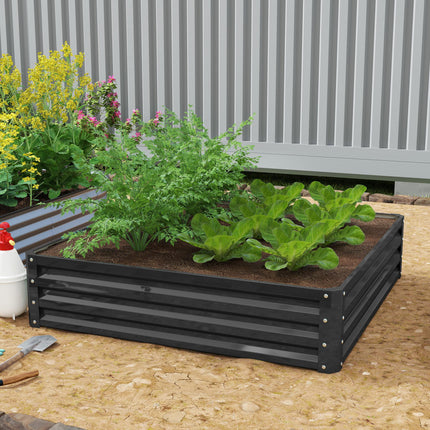1 Piece Raised Garden Bed Box 120x120x30cm with Weatherised Steel Frame - Grey
